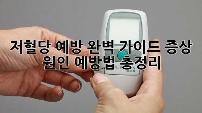 저혈당 예방 완벽 가이드: 증상, 원인, 예방법 총정리