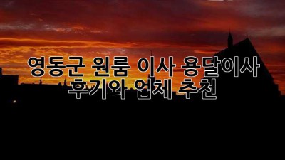 영동군 원룸 이사? 용달이사 후기와 업체 추천!